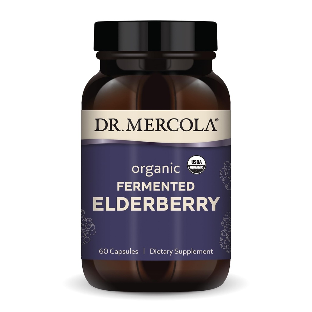 Dr. Mercola Organik Fermentasi Elderberry, 30 pelayan (60 Kapsul), Tambahan Dietary, Support Kesehatan Repiratory, Non-GMO, Sertifikasi Organik USDA