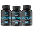 FXSUPPS Caffeine 200mg Pill (3- Pack, 600 Kapsul) - Suplemen Energi Akting-Cepat untuk Pria dan Wanita; Supports Focus, Alertice & Metabolic Fungsi Tentu