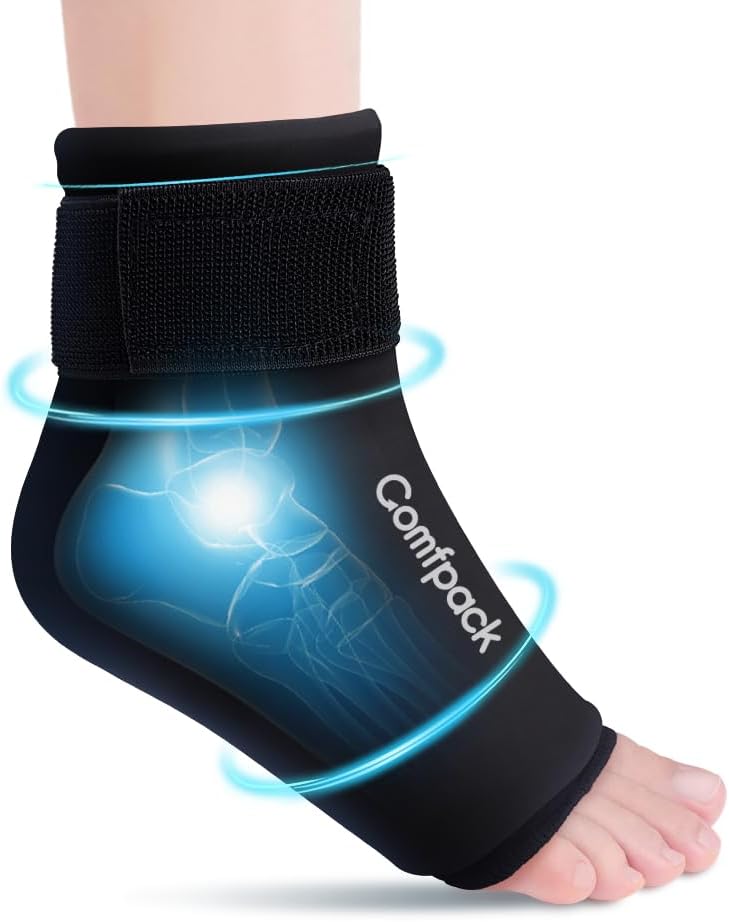 Ankle Ice Pack Lick for Sweelling, Reuse Foot Ice Pack Wrap, Hot & Cold Terapi Compression