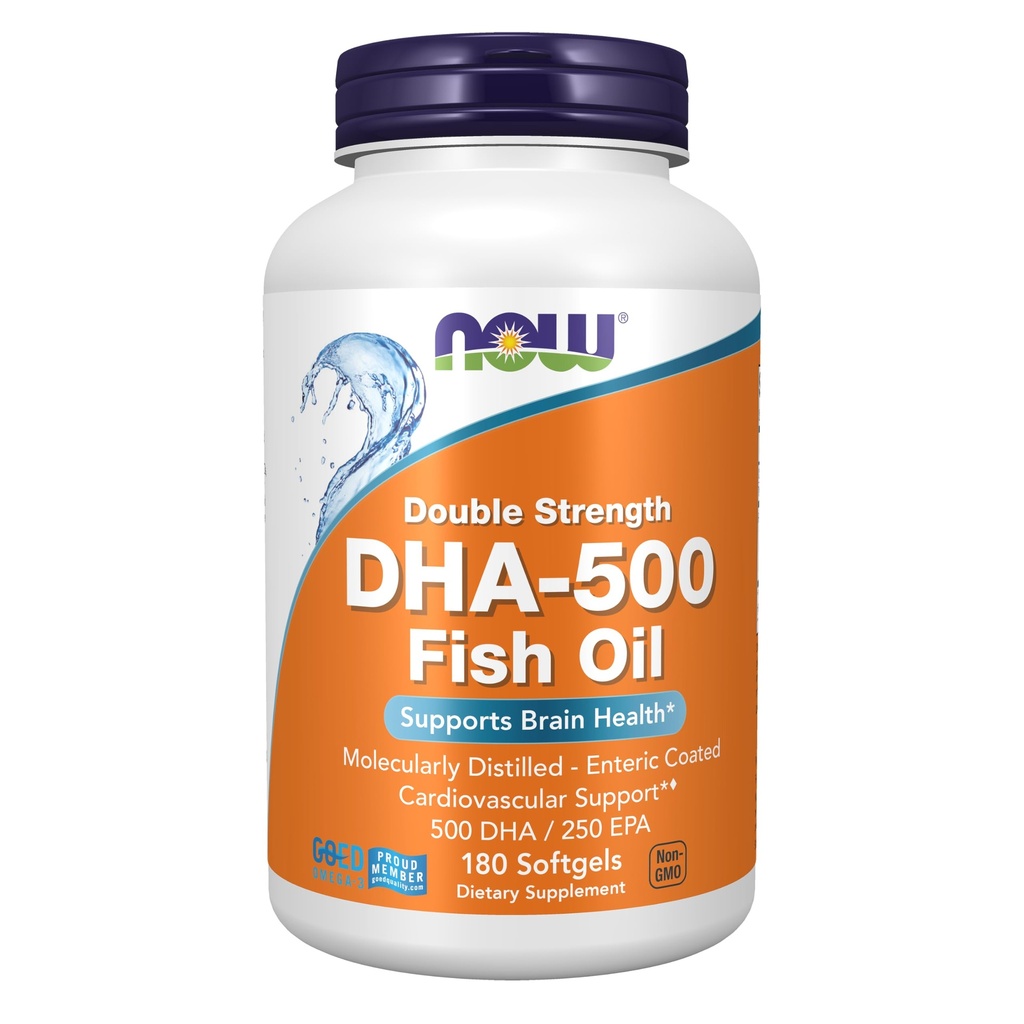 Sekarang Suplemen Makanan, DHA-500 dengan 250 EPA, Molekularly Distilled, Menyediakan Kesehatan Otak *, 180 Softgels
