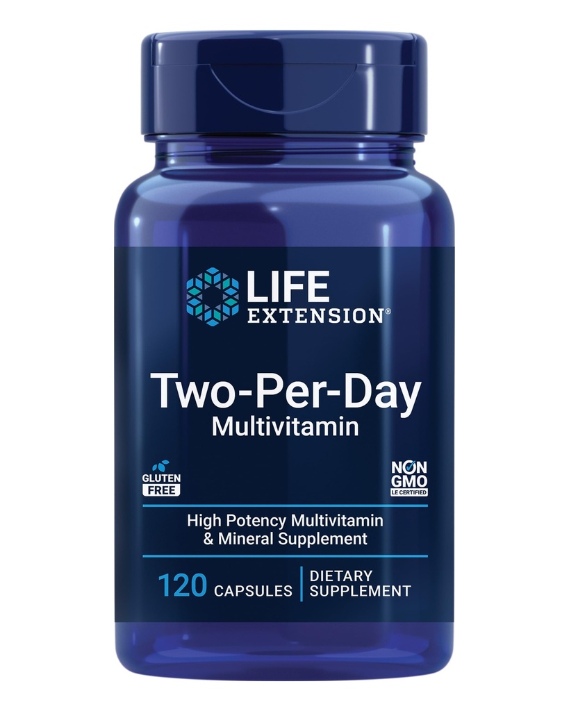 Ekstensi Hidup Dua Hari Per- Multivitamin, Vitamin B, C, D, zinc, Dikemas dengan lebih dari 25 Vitamin, Mineral & ekstrak, Dua Bulan Suppply, Non-GMO, Gluten- Free, 120 Capsules