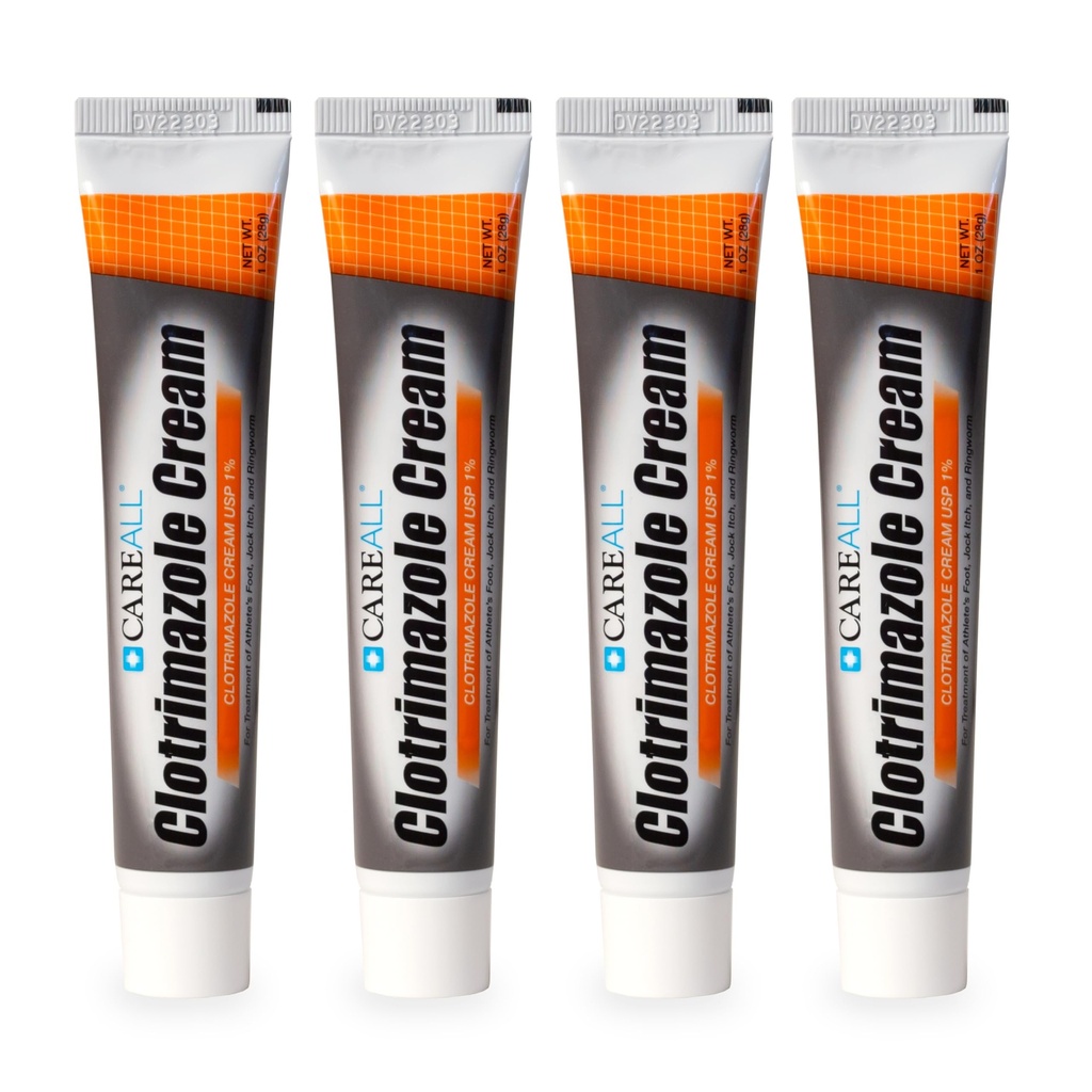 CareAll Clotrimazole Antifungal Cream 1% USP 1.0 oz. (4 Pack), Cures Most Athlete Foot, Jock Itch dan Ringworm, Banding, Banding to The Leading Brand.