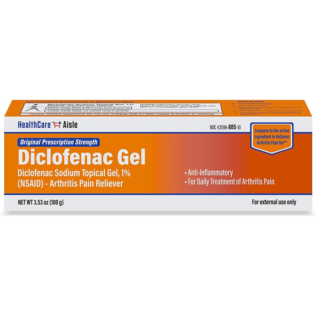 HealthCareAisle Diclofenac Gel, 1%, Arthritis Relief - 100 g tube - Original Prescription Power (NSAID)