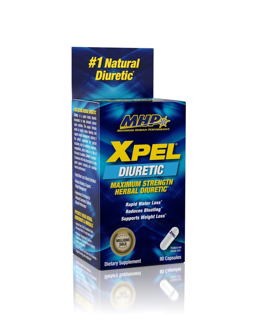 Maximum Performance Xpel Maximum Power Diuretic Water Pills, for Water Retention Relief, Weight losing Support, with Vitamin B-6 Potilium Dandelion Root, 80 Capsules