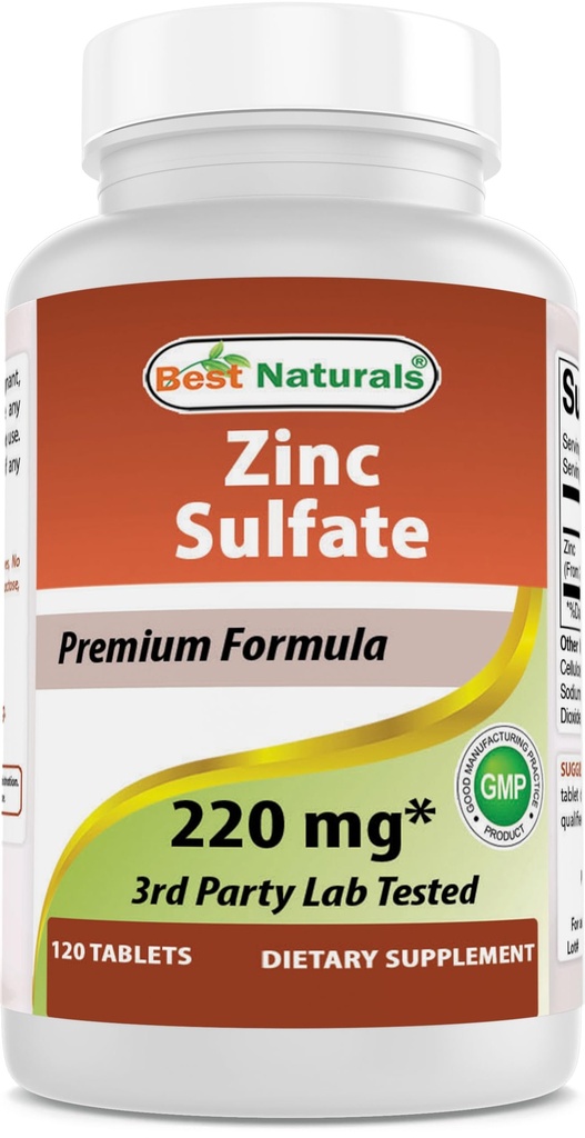 Best Averbal Zinc Sulfate 220 mg 120 Tablet - 3rd Party Lab Tested - Made in The USA - Gluten Free & Non-GMO