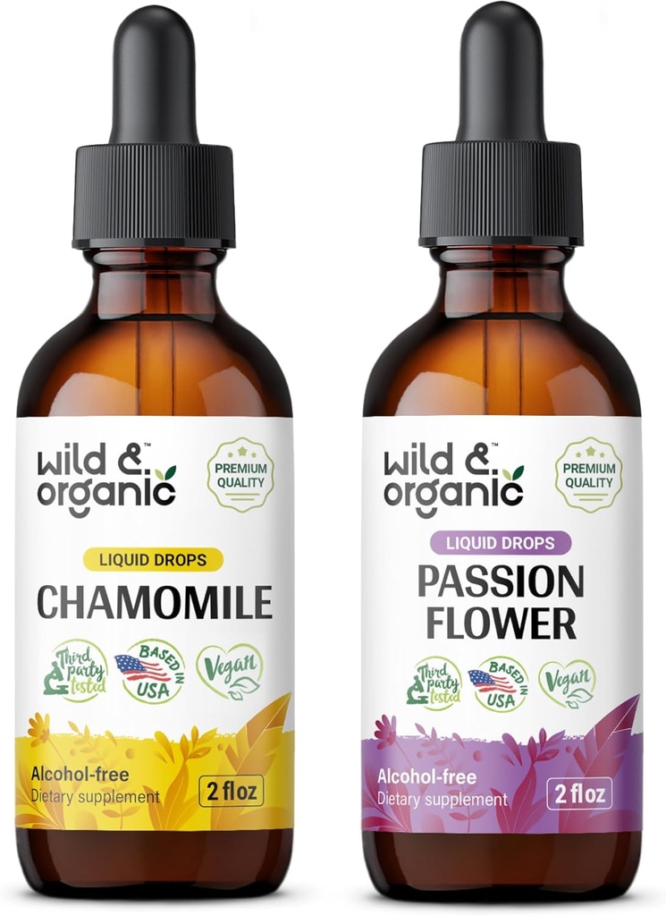Wild & Organic Chamomile Tincture 2 fl oz & Passionflower Ticture 2 fl oz