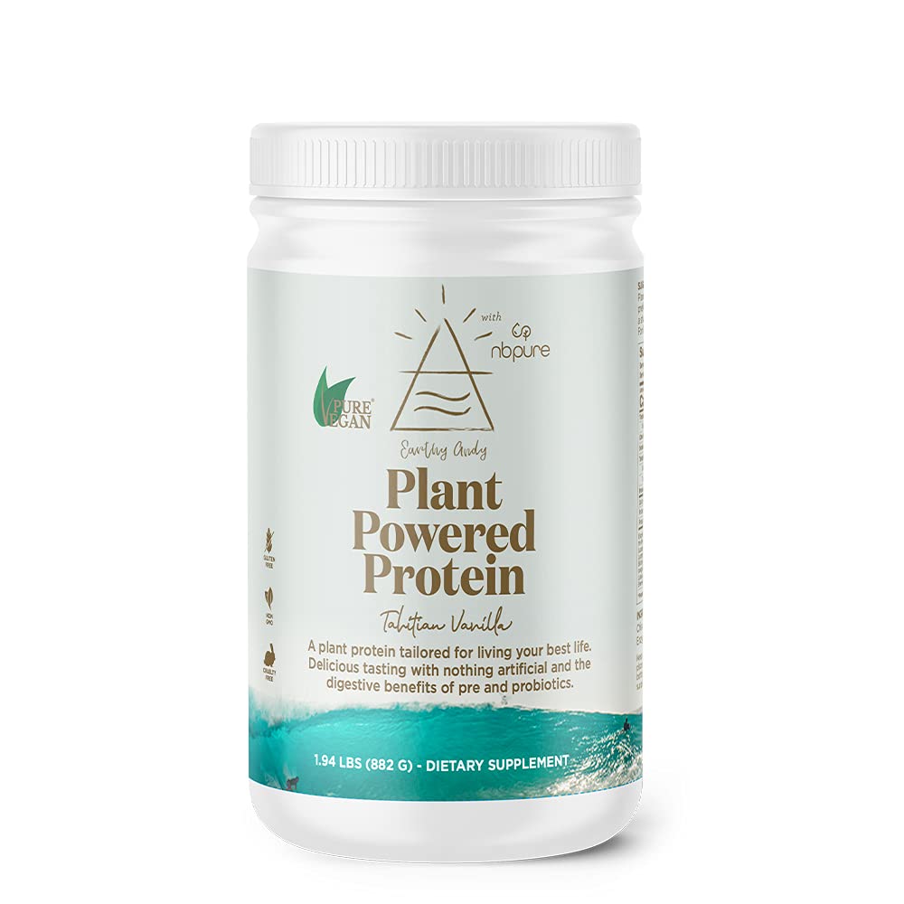 Nbpure Earthy Andy Plant powered Protein, Gluten- Free, Non- GMO, Cruelty Free Pea Protein Powder, Vanilla, 30 pelayan
