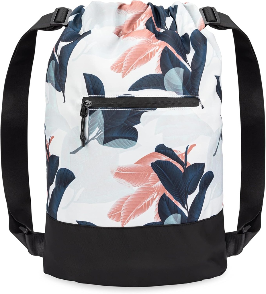 Flex Cinch Drawstring Gym Bag for Women with Graphic Designs 126; Durable Lighlable Gym Cags 124; Great for Gym Bag, Traveling, and Overnight 124; Navy / Coral - Guava Leaves