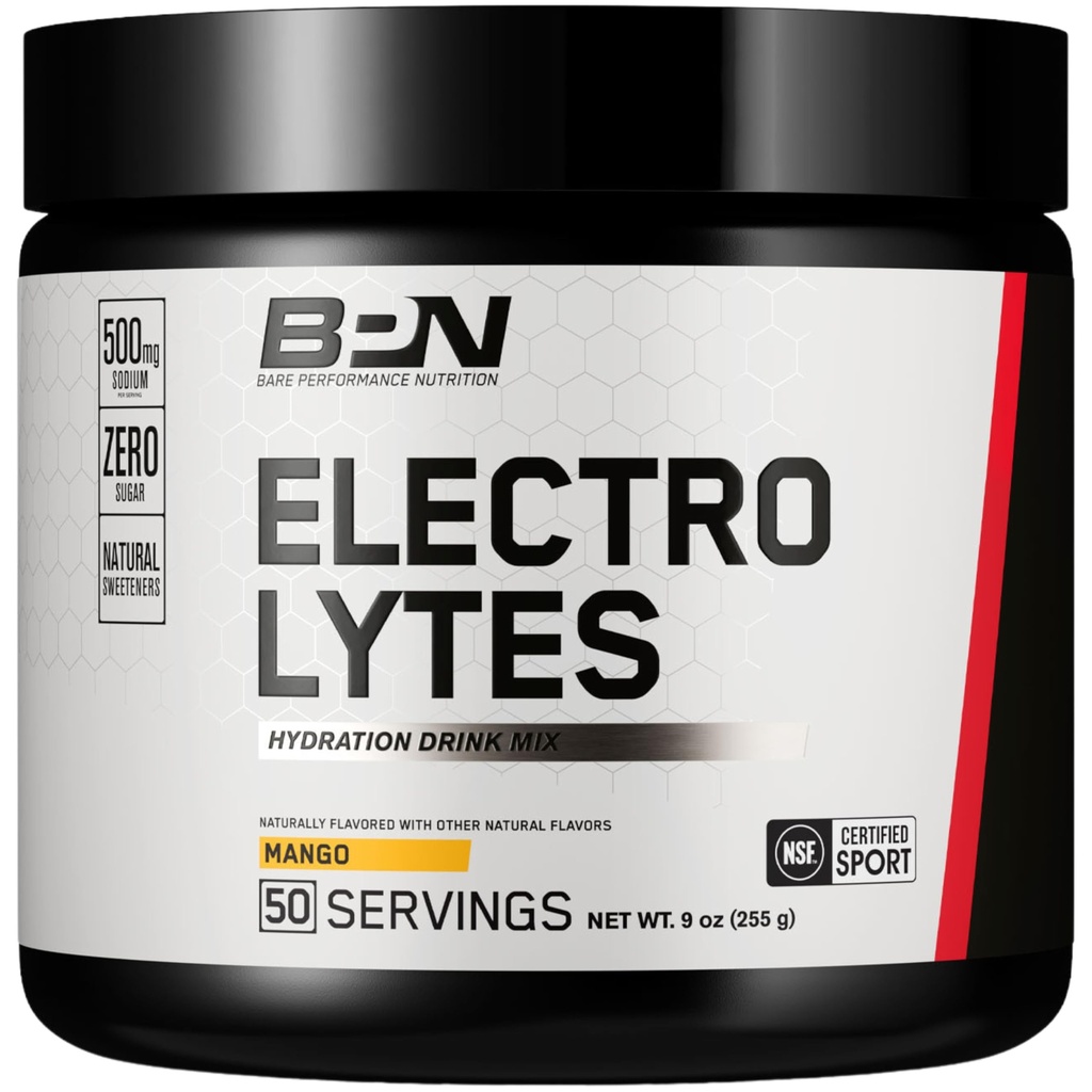 BIE PERFORMANCE NUTRITITION BPN Electrolite Hydration Drink Mix 124; Sugar Free Electrolite Powder 14; 500mg Sodium per Serving 124; alami Sweetened 124; Mango, 50 Pegawai
