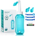 Neti Pot Sinus Rinse Nasal Wash 300ML Neti- Pot with 30 Nasal Wash Salt Packets and Sticker Thermometer Nose Wasting Bottle Press Irrigation for Adult & Kid BPA Free (Light Green)