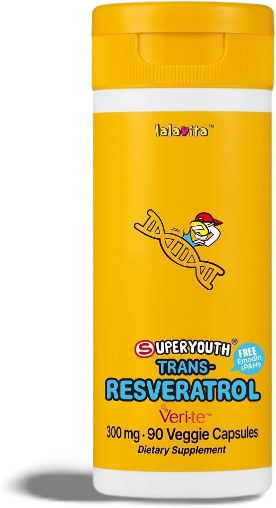 SuperYouth Transveratrol 300mg 90 Veggie Capsules - (90 Day) May Helping Overall Health, Made Through Yeast Fermentation