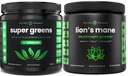 NutraChamps Super Green Tanpa rasa dan Bubuk Mane Lion. Bungle & Adaptogen Hijau
