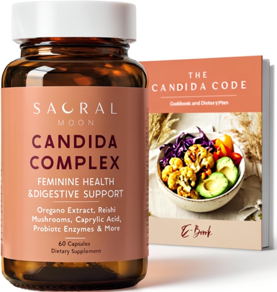 Candida Cleanse for Women - Gut & Feminine balance with Oregano Oil, Caprylic, Propiles, Reishi, Aloe & Black Walnut - May Help Support Digetical Comfort, Clarity, Clear Skin & Viginal pH