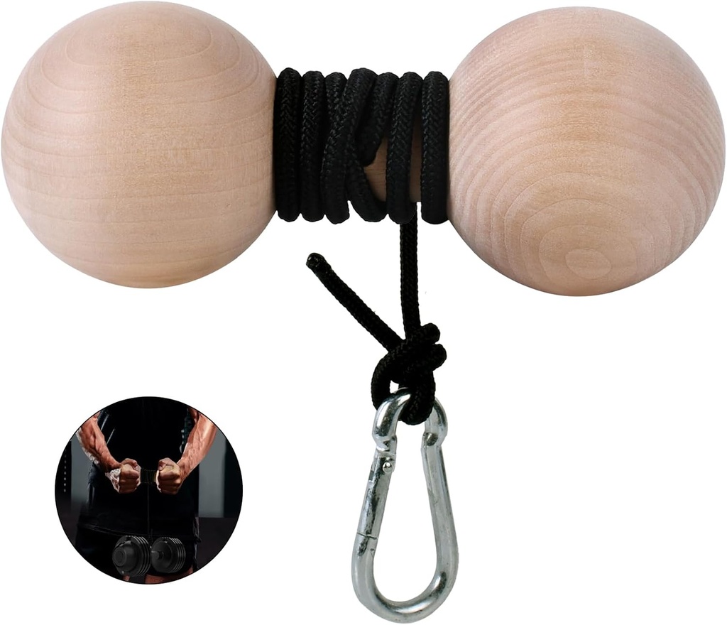 Wooden Wrist Roller dan Forarm Strengthener, Grip StrengTrainer, Arm Blaster Exerciers, Power Trainer For Fingers and Wrist.