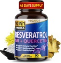 VEGATOT 10 dalam 1 Power Resveratrol dengan Quercetin Healthy Aging Immune Brain Boost Joint Support (90 Cacah (Paket 1)