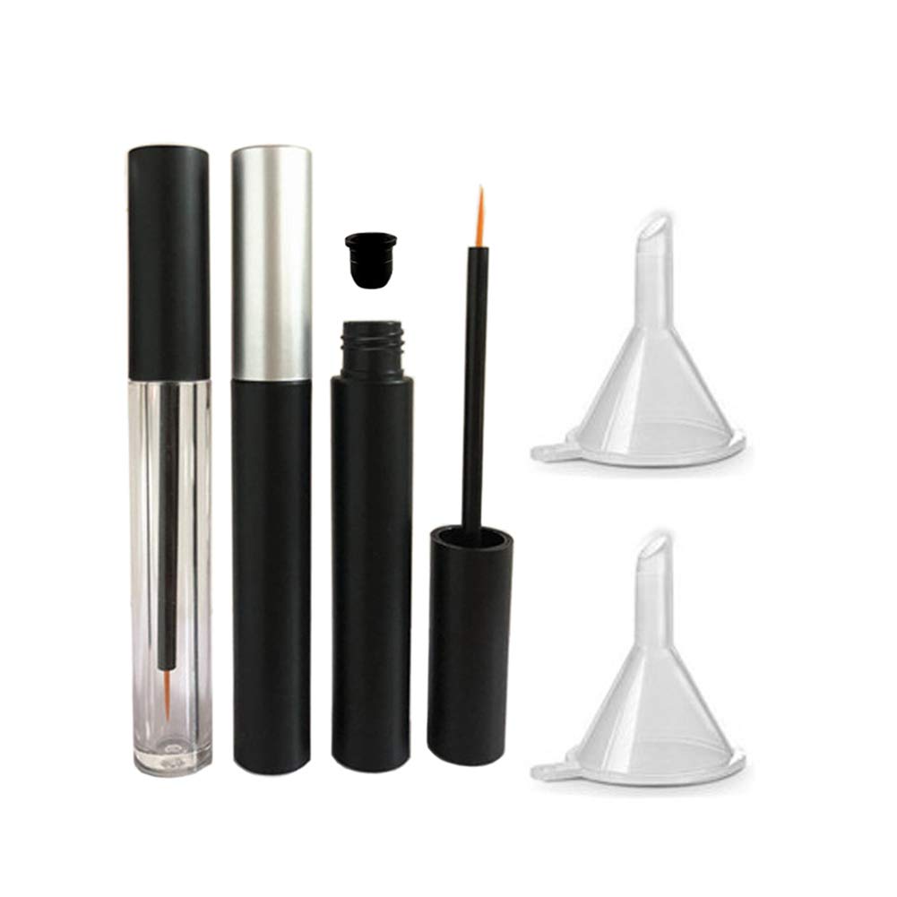 3 Pieces 5ml Kosong Eyeliner Tubes Refilable Eyelash Growth Liquid Bottle Plastic Eyeliner Vials dengan Brush Eyelash Perkembangan Minyak Mascara untuk Kosmetik Datang dengan 2 Mini Palstic Funnels