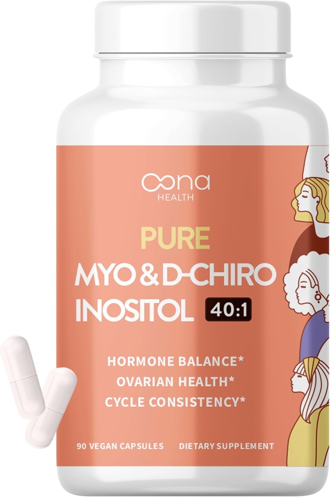 Vegan Myo- Inositol & D-Chiro Inositol Suplement for Women - PCOS Relief, Hormonal Saldo, Dukungan Ovarian, Dukungan Ovulasi - Ideal Rasio 40: 1- 90 Cap - Suplemen Fertilitas untuk Perempuan