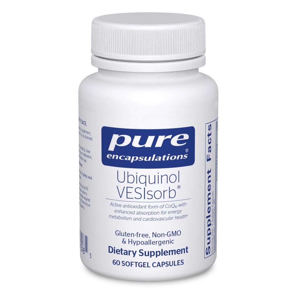 Penambahan Murni Ubiquinol VESIsOrb 124; Suplemen Hipoalergenik 124; Enhanced Absorpsi Bentuk Antioksidant Aktif CoQ10 124; 60 Caplique Capsules