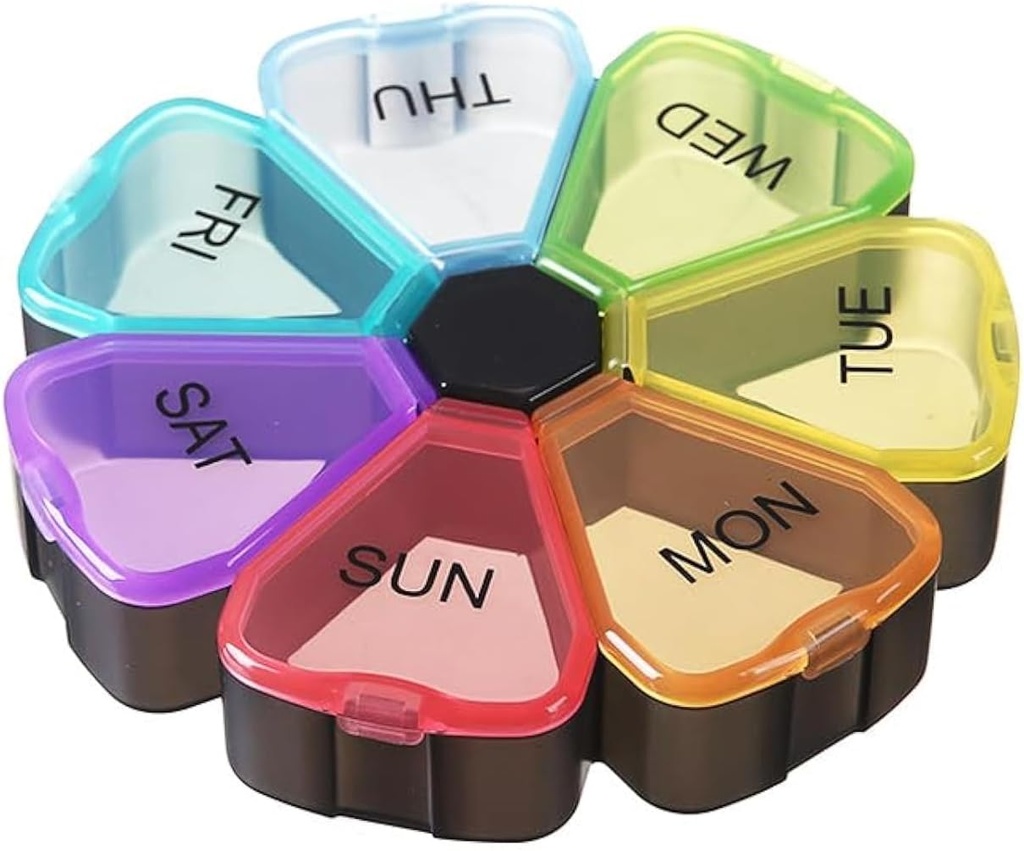 Weekly Pill Organizer 7 Day, Kotak Obat Harian Besar Portable, Mudah Dibuka, BPA Free Travel Case Reminder for Medication Discenser Vitamin Fish Oil Suplemen DHA Hoder