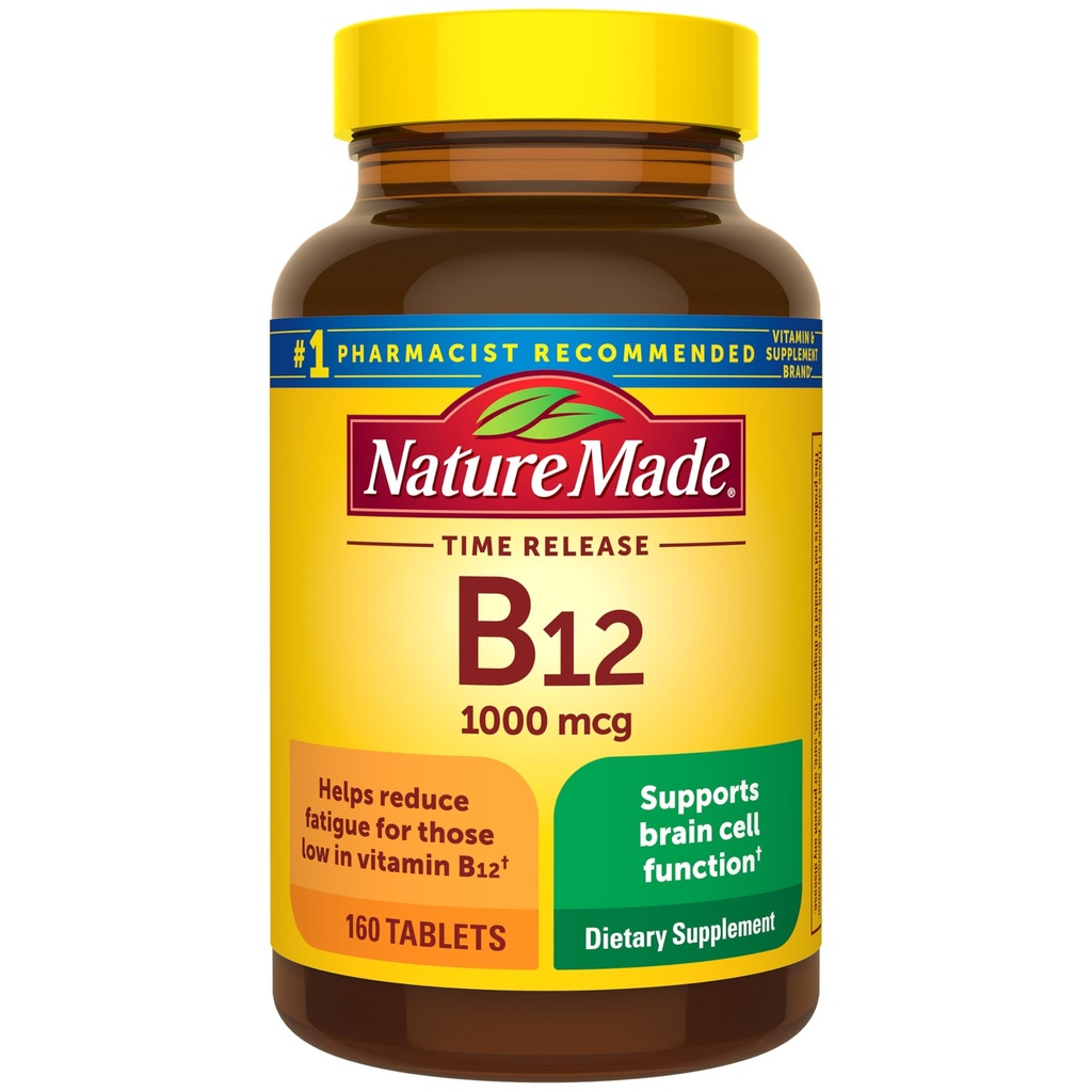 Nature Made Vitamin B12 1000 mcg, Dietary Supplement for Energy Metabolism Support, 160 Time Rilis Tablet, 160 Day Supply