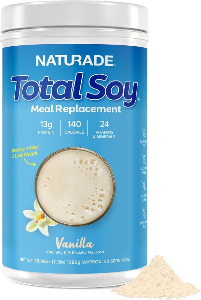 Towder Soy Protein Total - 13g Protein & 130 Kalories per Serving - Zero Trans Fat - Non-GMO Soy - Laktosa & Gluten Free - Vanilla (30 Hamba)