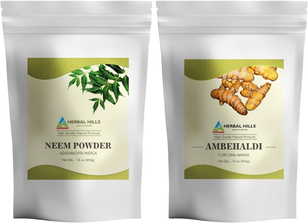 Neem Leaf Powder dan Amvenldi Turmeric Powder 16 Oz Pack dari 2 Combo