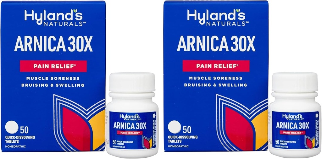 Hyland 's Naturals Arnica Montana 30x Tablet, Natural Relief of Bruises, Swelling & Muscle Soreness, Quick Dissoling Tablet, 50 Count (Paket 2)