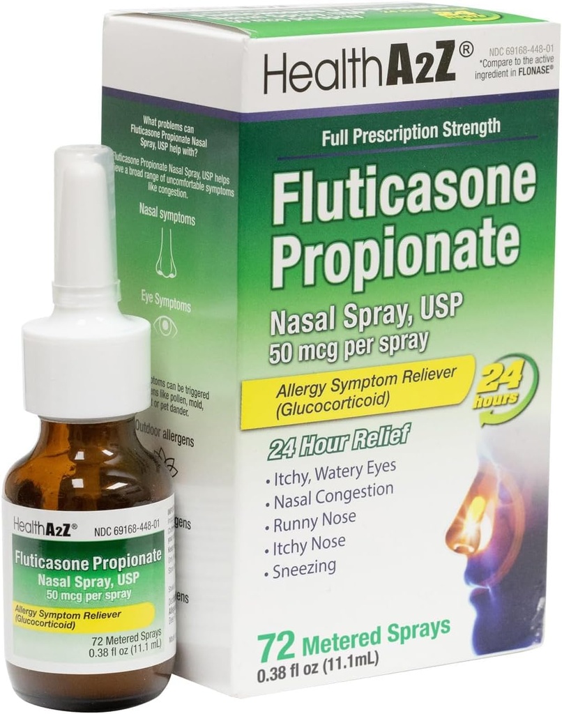 HealtA2Z ® Fluticasone Propionate Nasal Spray 124; 50 mcg per Spray 124; 24 Hour Relief Albergy 124; 72 Spray 124; 0.38 FL Oz.