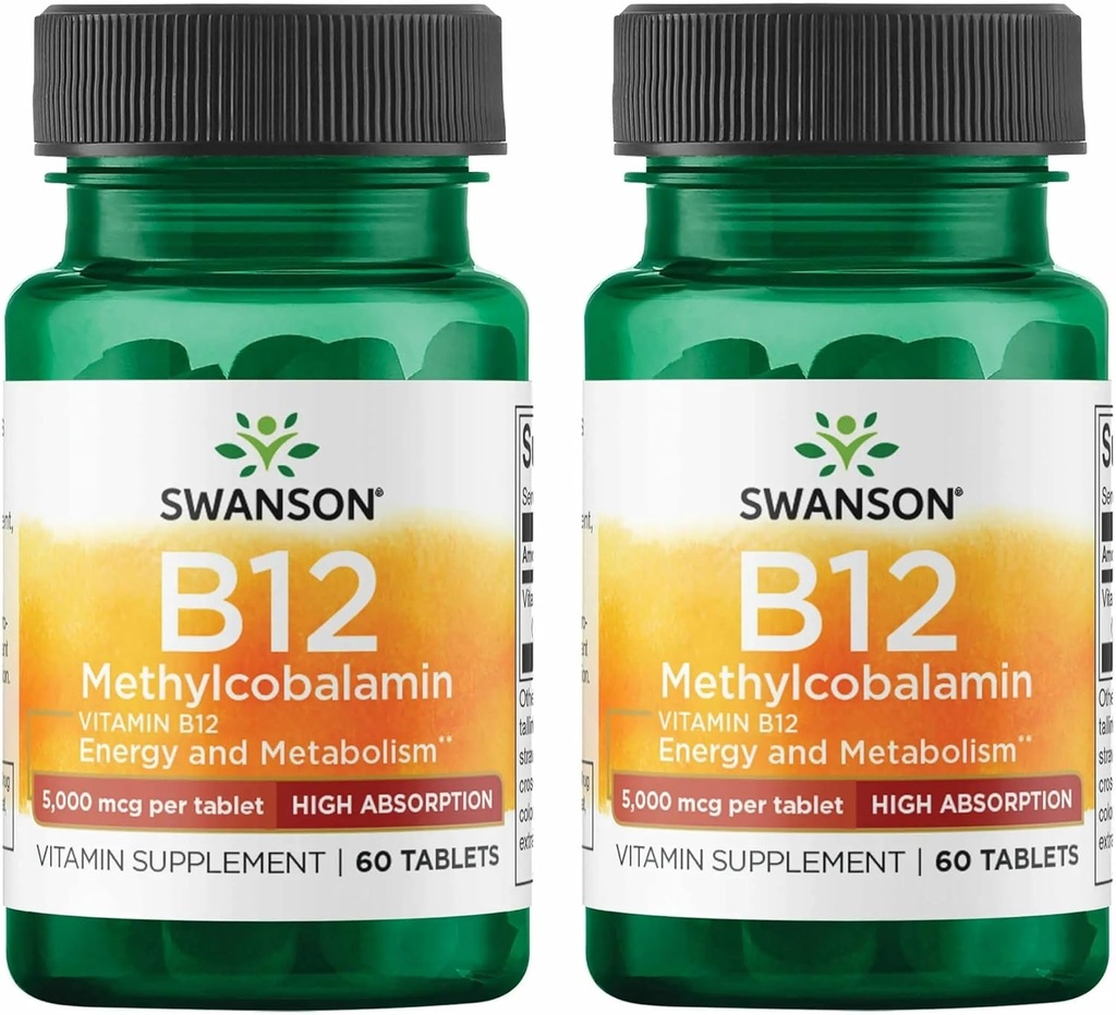 Swanson Vitamin B-12 Methylcobalamin High Absorpsi 5000 mcg 60 Tab (2 Pack)