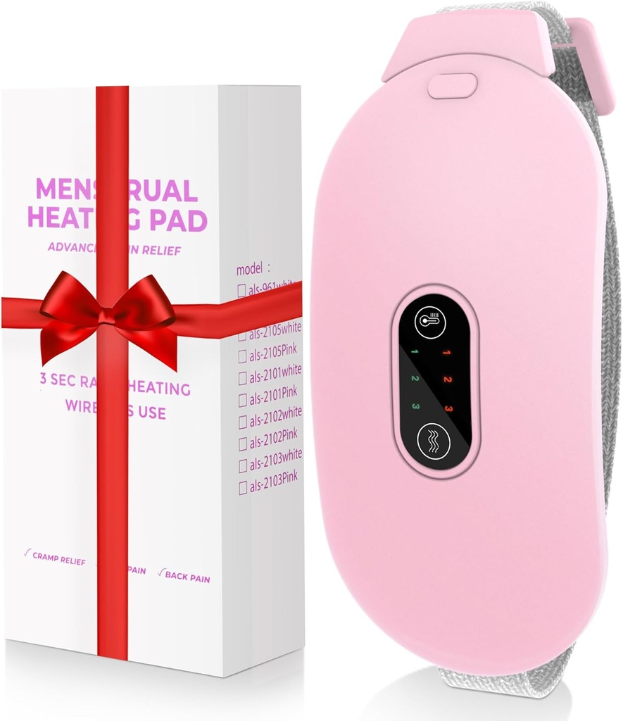 Haeating Pads, Titik Glyduny Cramp Massager Portable Cordless Heating Pad dengan 6 Heat Levels dan 6 Massage Modes untuk Relief Menstrual Hasting Pad (Pink)