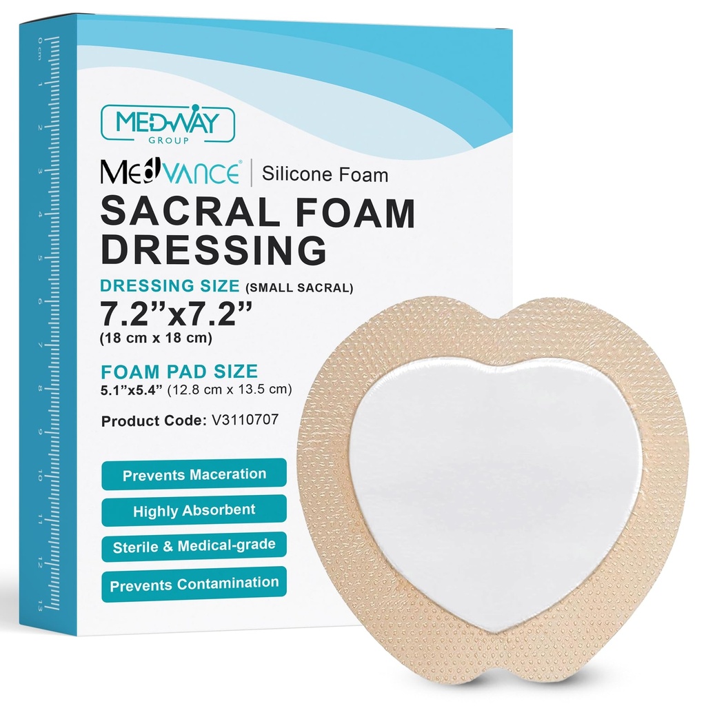 MedVance TM Silicone - Kotak Adhesive Adhesive Foam Dressing Sacral Ukuran 7 "x 7" Kotak 5 Dressing