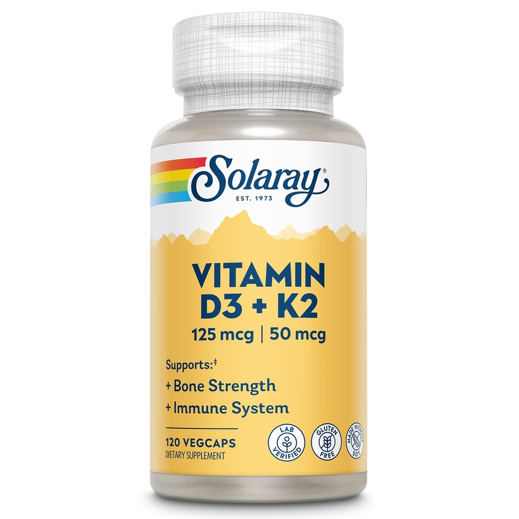 - Dengan 5000 IU Vitamin D sebagai Vit D3 dan 50 mcg Vitamin K2 sebagai Menoquinone MK7, Made Without Soy, 60- Day Affitee, 120 Serv, 120 VevCaps