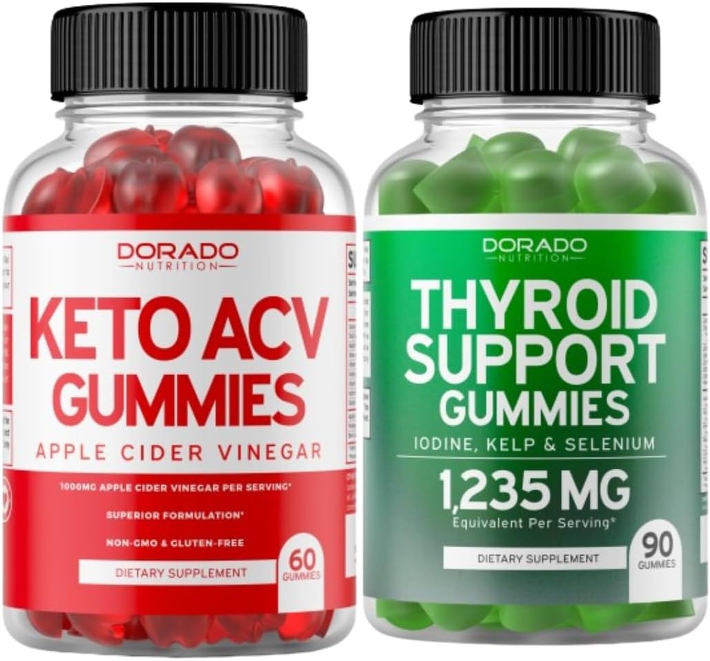 Keto ACV Gummies (60 Count) Advanced Weight Loss Formula dan Thyroid Dukung (90 Count) Dukungan Dukungan dengan Ashwaganda, Iodin, Bladderwrack, Kelp & Schisandra - Non-GMO, Vegan & Dibuat di Amerika Serikat