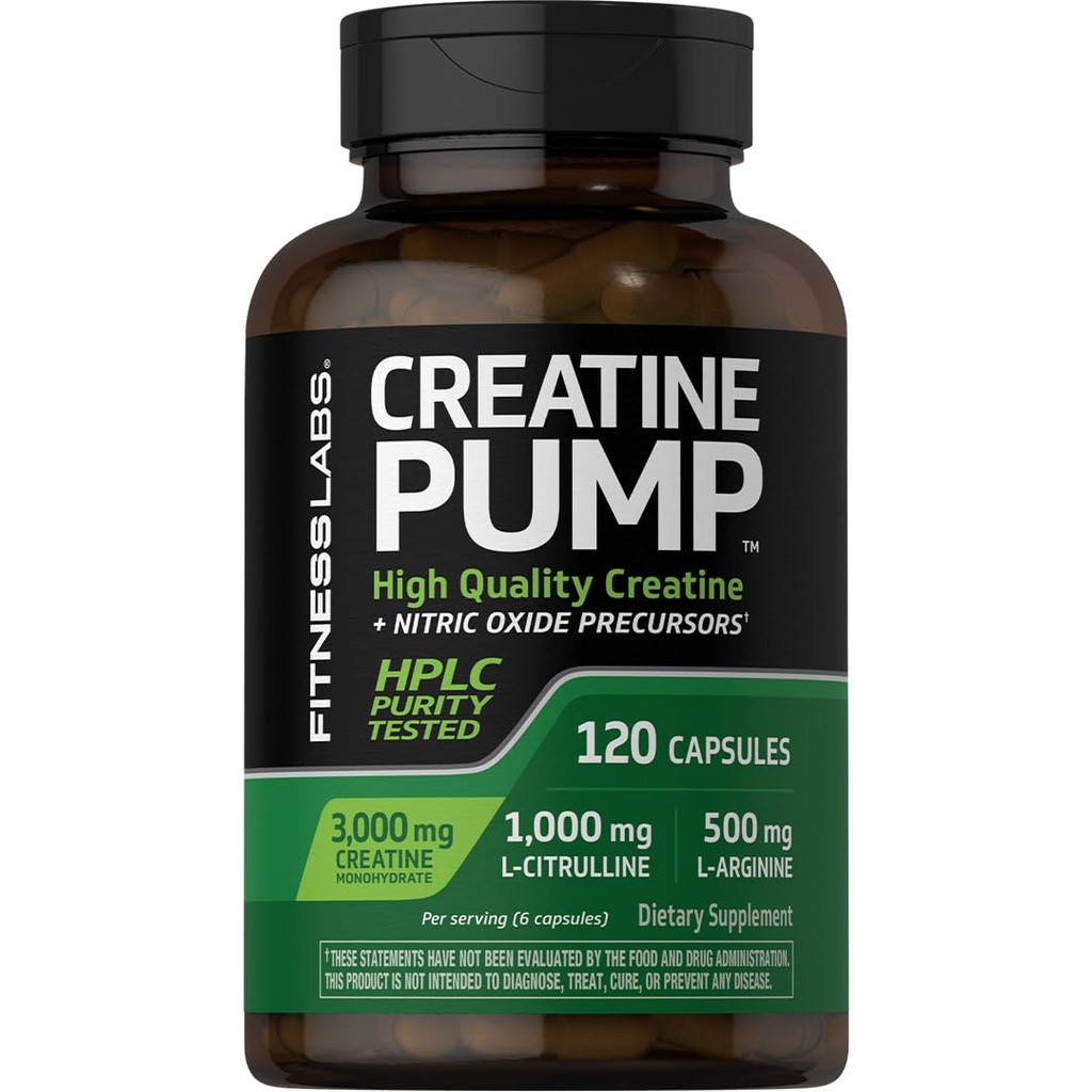 Lab Fitness Creatine Capsules 124; 120 Count 124; 3000mg 124; Jerman Creatine Monohydrate 126; Creapure 124; Pompa Supplemen 124; Plus Nitric Oxide Precursor 124; HPLC Teruji 124; Non-GMO