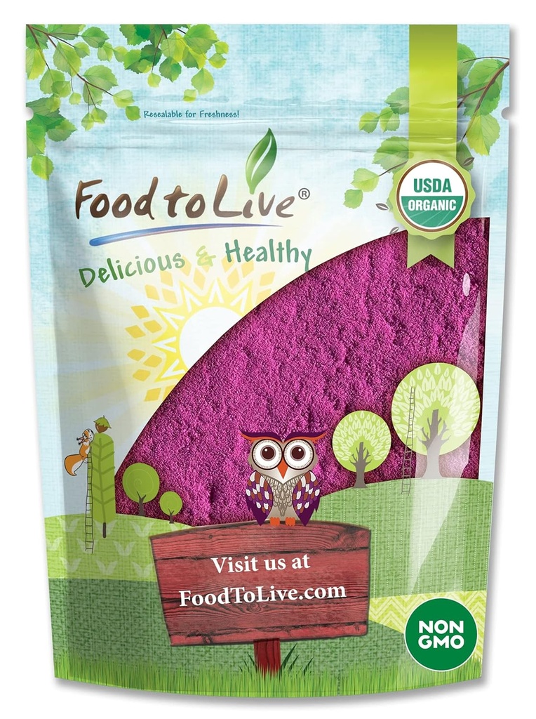 Makanan untuk bubuk Juice Organ Hitam Hidup, 8 Ounces - Non- GMO, Raw, Kosher, Vegan Superfood, Bulk, Rich in Antiokhants, Great for Juice, Minuman, dan Smoothies, Berisi Maltodextrin