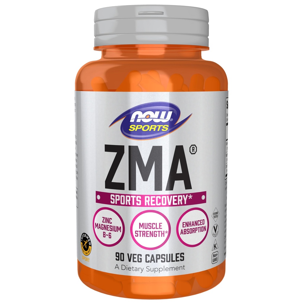 NOW Foods Sports Nutition, ZMA (Zinc, Magnesium dan Vitamin B-6), Enhanced Absorpsi, Pemulihan Olahraga *, 90 Kapsul