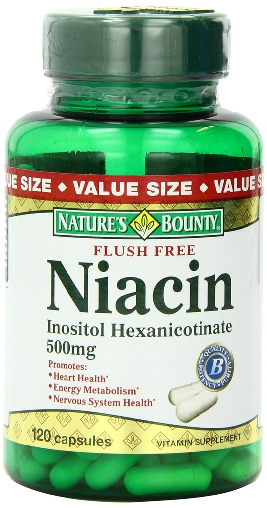 Nature 's Bounty Flush Free Niacin 500 mg, 120 Count