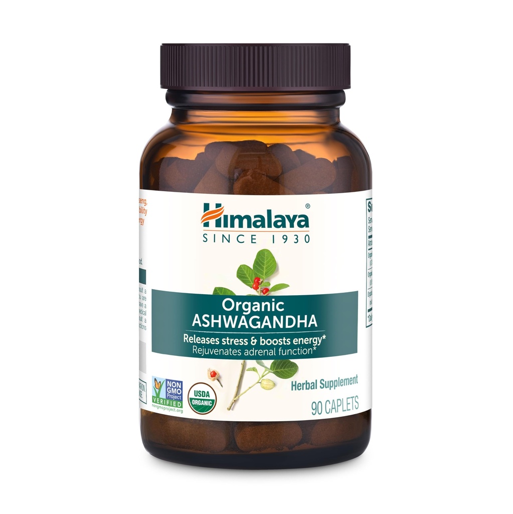 Hilaya Ashwagandha Organik, 90 Hari Suplai, Herbal Suplemen untuk Relief Stress, Energi Dukungan, Kebetulan Terjadi, USDA Sertifikasi Organik, Non-GMO, Vegan, Gluten Bebas, 670 mg, 90 Caplets