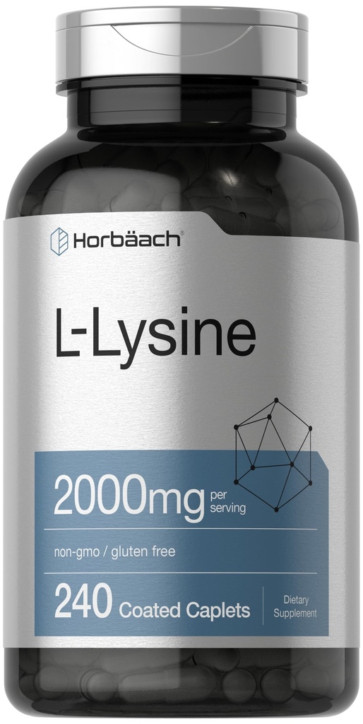 Horbäach L-Lysine Tambahan 2000mg 124; 240 Caplets 124; Formulir Bebas L- Lysine Hydrochloride 124; Vegetarian, Non-GMO, Gluten Free