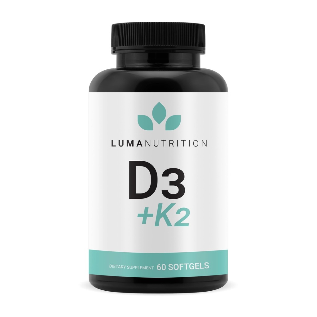 Luma Nutrition D3 + K2 Vitamin 10000 IU - Bone and Heart Health Supplement - Max Power Imune Dupport dan Calcium Absorpsi - 60 Softgel