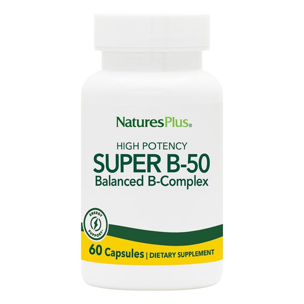 NaturesPlus Super B5060 Capsules Vegetarian - Potasi B Tinggi Suplemen Vitamin