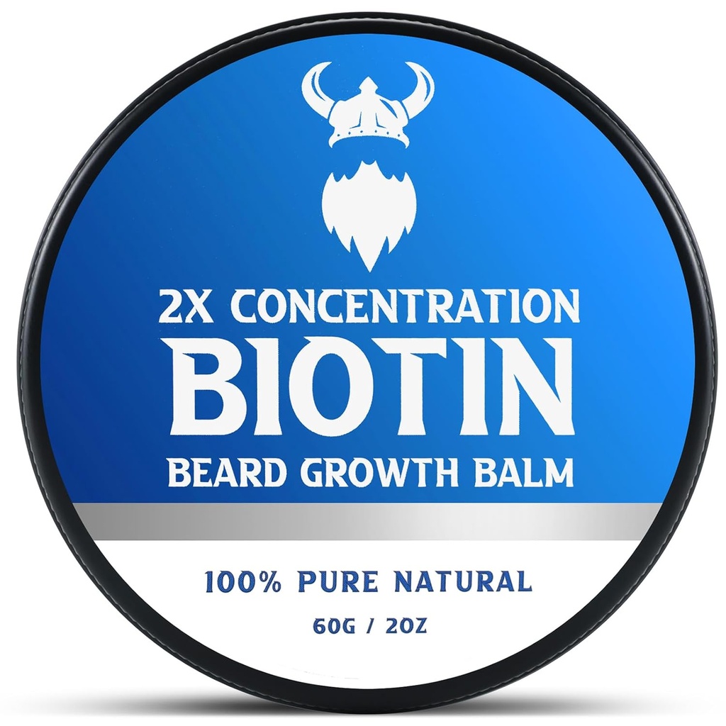 Biotin Beard Balm for Men & conditioning Beard Wax - Dibuat dengan Castor Oil Natural and Organic Ingregents - Hydrates & Thickens Factual Growth - 2 Ounce Tin