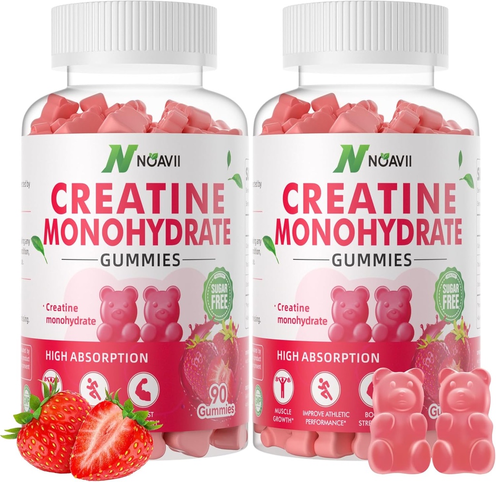 Creatine Monohydrate Gummies 5000mg for Men & Women, Chewables Creatine Creatine Monohydrate for Muscle Strength, Muscle Builder, Energy Boost, Pre- Workout Supplication -180 Strawberry Gummies