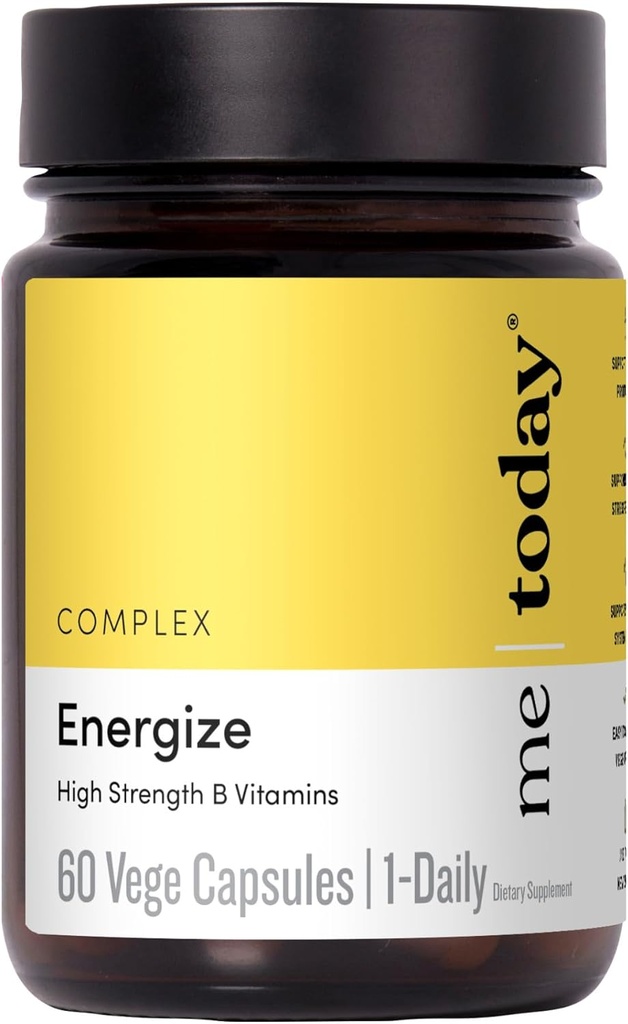 Saya hari ini Suplemen Energise Super B Vitamin B Kompleks untuk Pria & Perempuan - B6, B12 dengan Vitamin C, Zinc, Ashwagandha dan Siberian Ginseng - Energi dan Dukungan Imune - Vegan, 60 Hamba