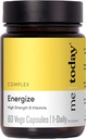 Saya hari ini Suplemen Energise Super B Vitamin B Kompleks untuk Pria & Perempuan - B6, B12 dengan Vitamin C, Zinc, Ashwagandha dan Siberian Ginseng - Energi dan Dukungan Imune - Vegan, 60 Hamba