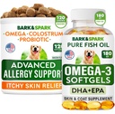 Advanced Dog Allergy + Omega 3 Bundle - Itch Relief - Progitiw / Fish Oil Omega 3 + EPA & DHA Fatty Acid - Skin Allergies + Joint Health - 120 Chews + 180 Softgels - Bacon + Fish Flavor - Dibuat di USA
