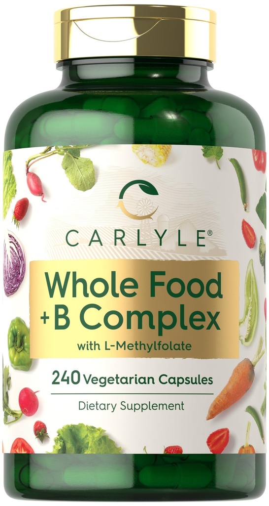 Carlyle Vitamin B Complex Whole Foods Blend 124; 240 Capsules 124; Daily Multivitamin untuk Pria dan Wanita: