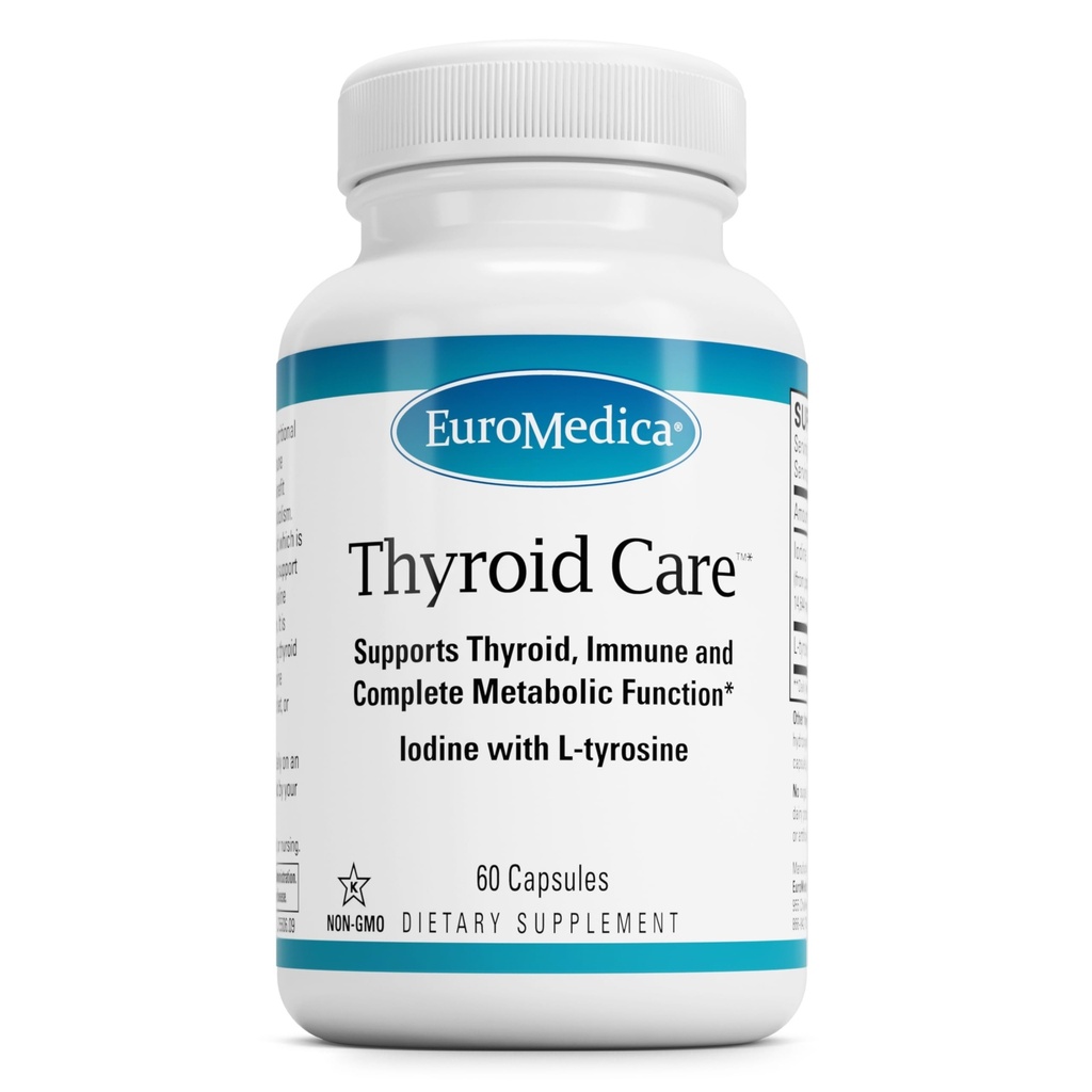 EuroMedica Thyroid Care - Imune Health & Energy Dukung Formula - Nutonation Suplement with Iodin for Thyroid Health Suplemen - Wellness Supplemen L- 60 Capsules