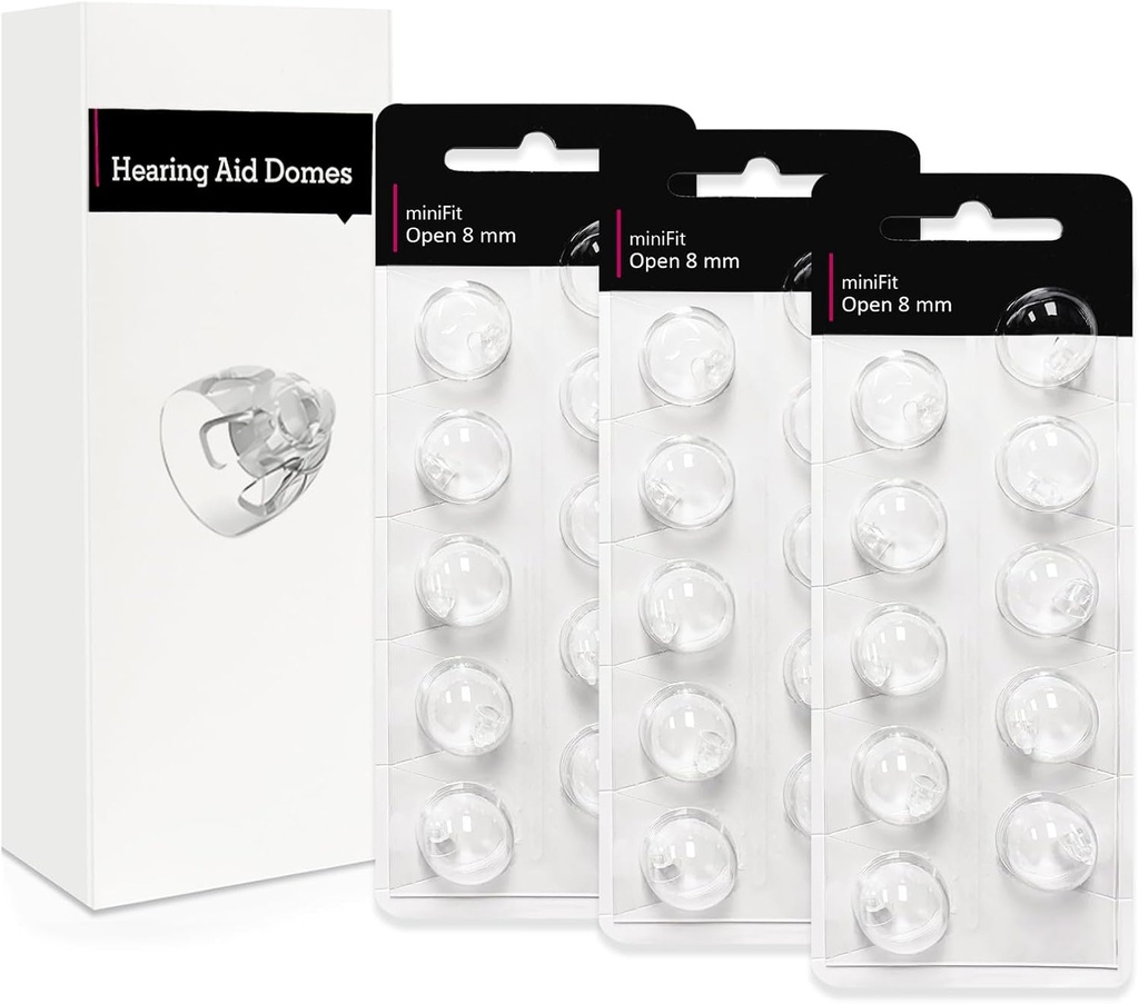 Open 8mm- Hearing Aid Domes for Oticon Minifit, Oticon Hearing Aid Supplies, Replacements Parts Accesories Universal Oticon Domes for Hearing Aids Cleaning Kits (30 Pcs)